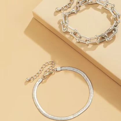 2-in-1 Elegant Bracelet and Hoop Link Chain Jewelry Set – Perfect for Any Occasion - Image 3