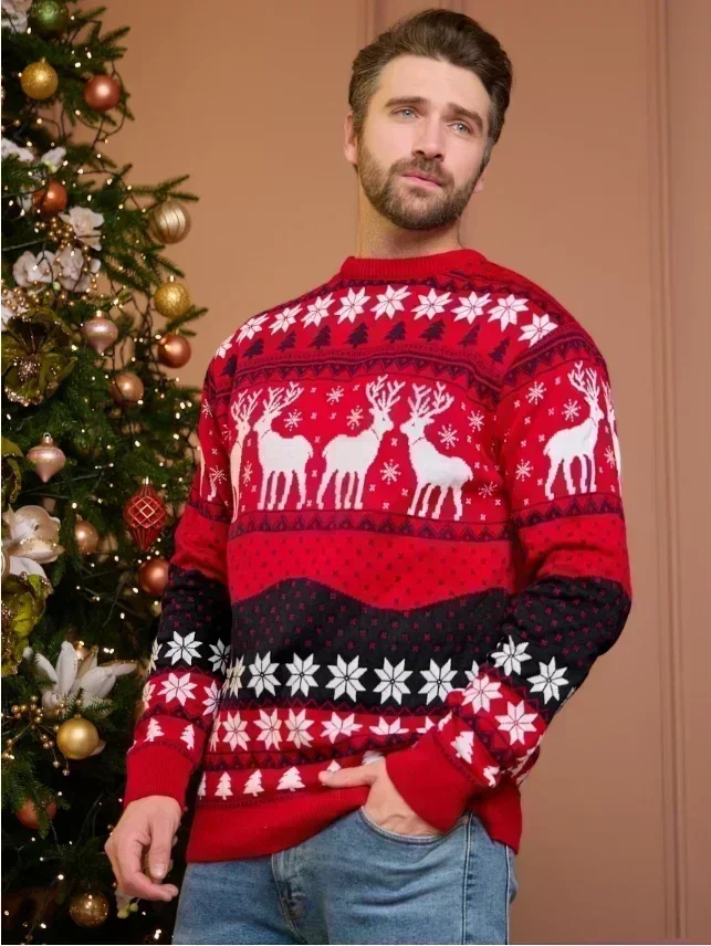 Classic Red Sweater for Christmas Couple - Image 5