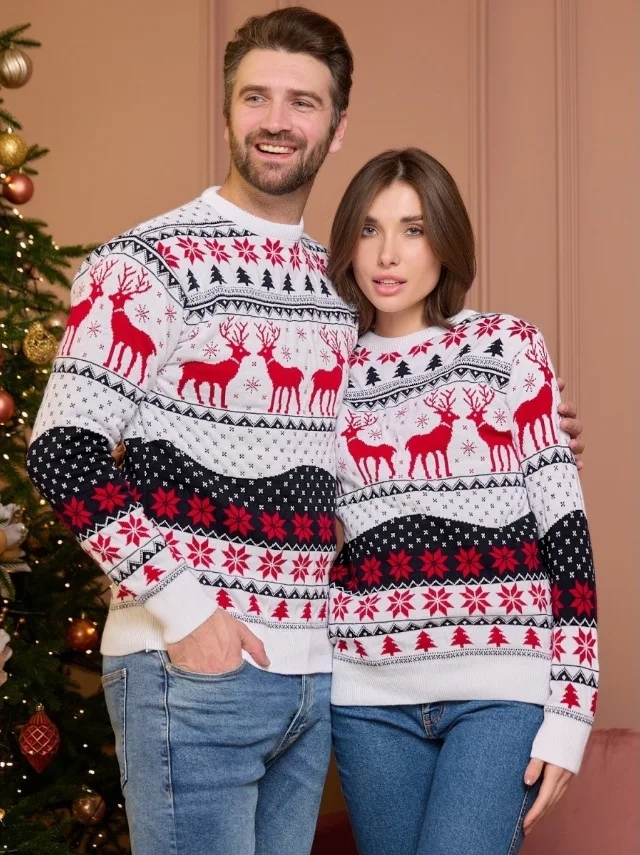 Classic Red Sweater for Christmas Couple - Image 7