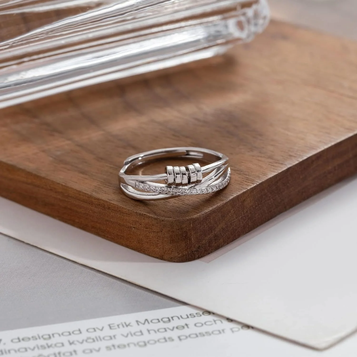 925 Sterling Silver Diamond Cut Fidget Ring / Anxiety Ring - Image 5