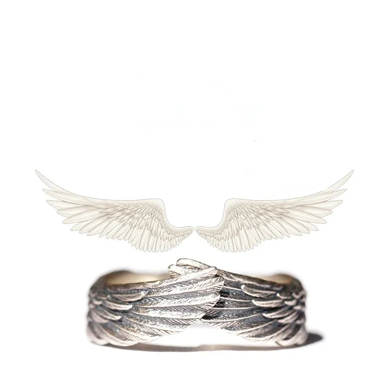 925 Sterling Silver Guardian Angel Wings Hug Ring for Women - Image 2