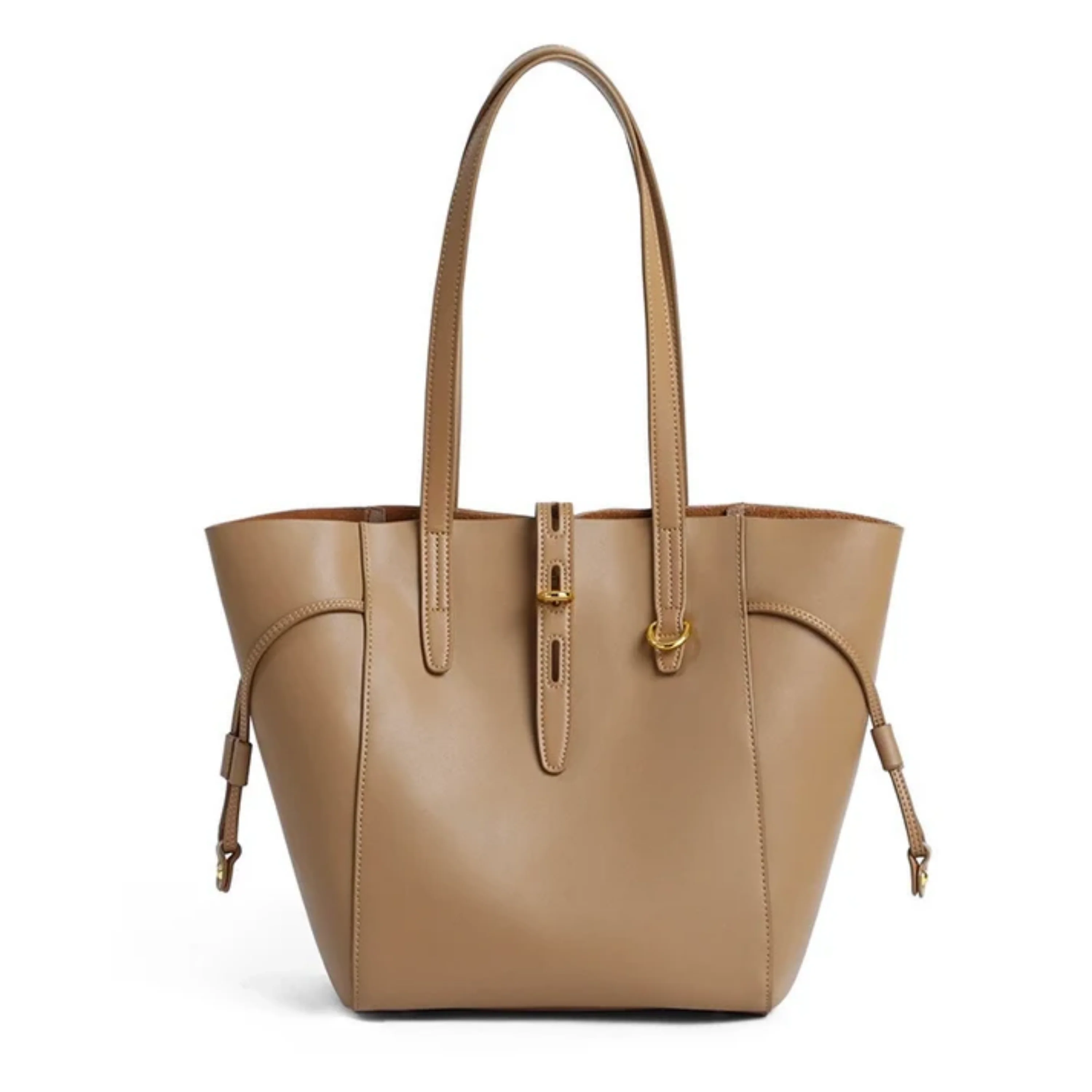 Alina Genuine Leather Vintage Lock Buckle Tote Bag