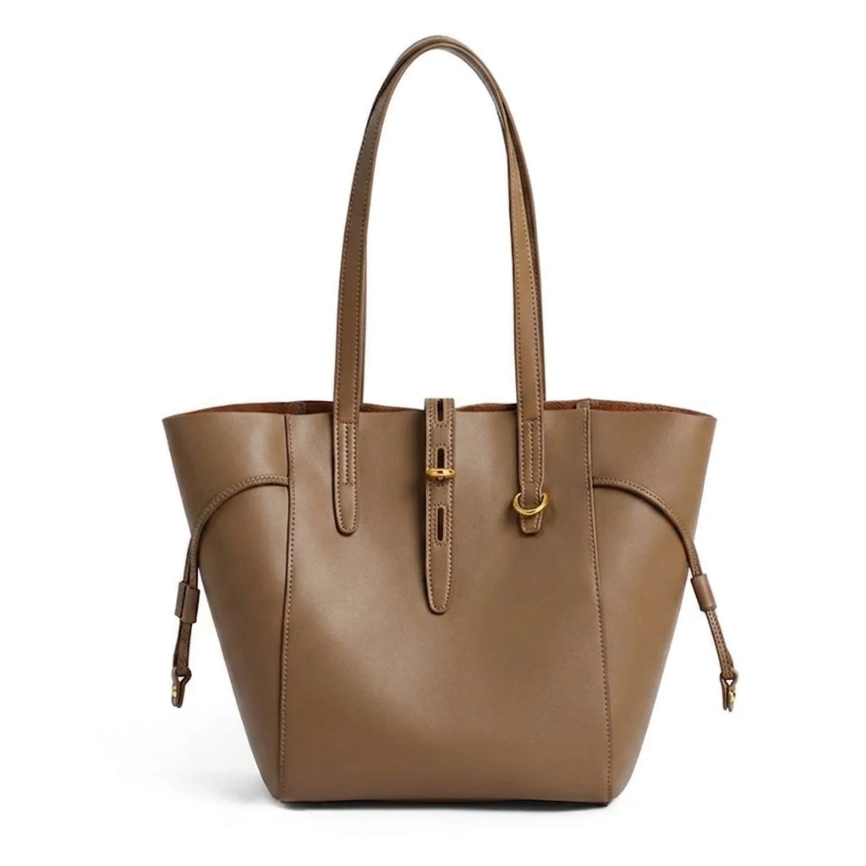 Alina Genuine Leather Vintage Lock Buckle Tote Bag - Image 2