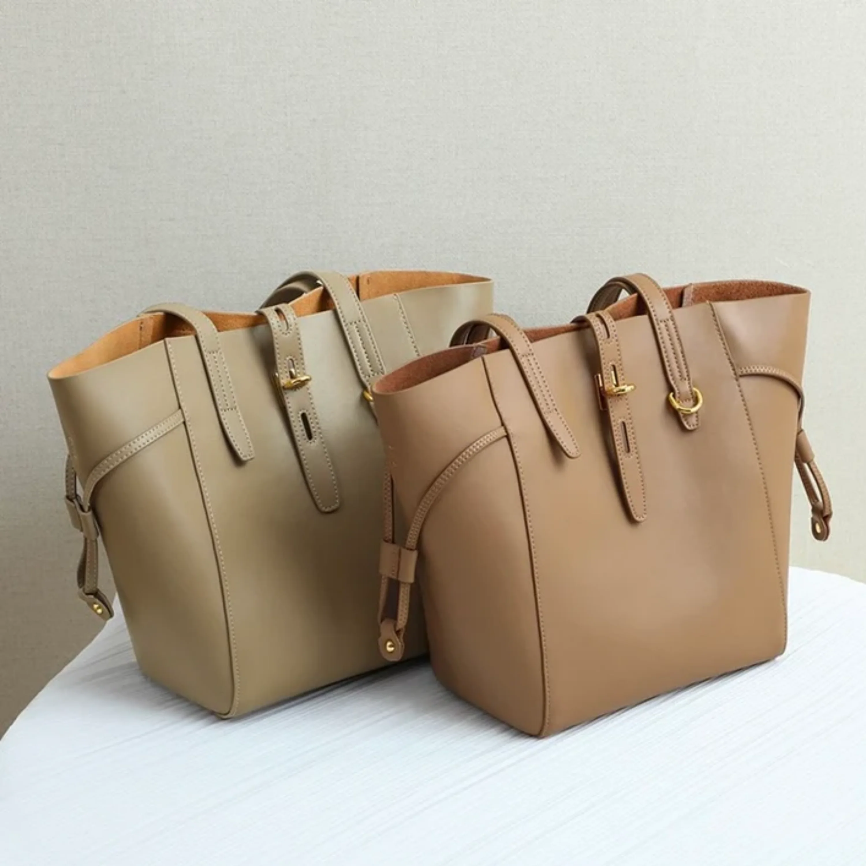 Alina Genuine Leather Vintage Lock Buckle Tote Bag - Image 4