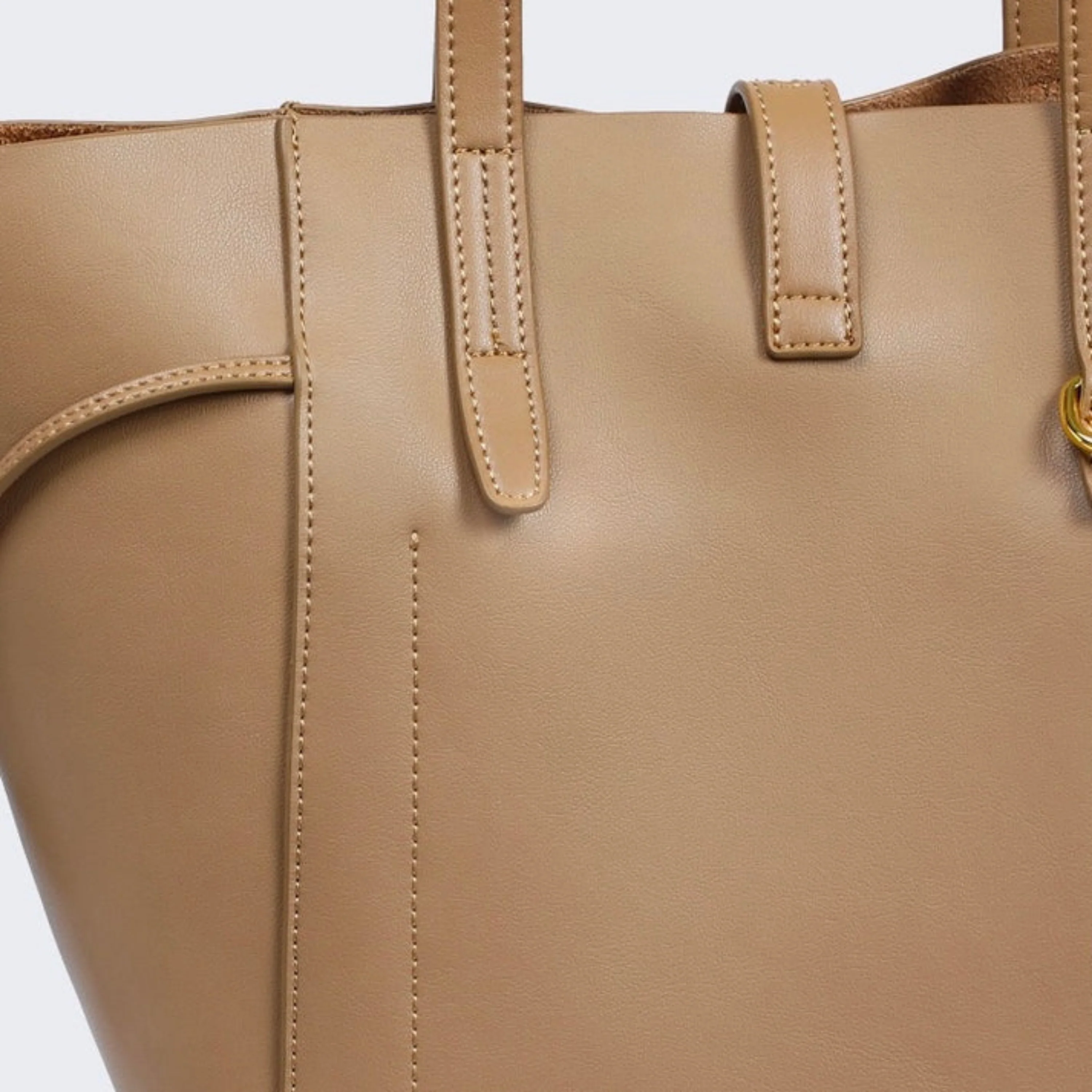 Alina Genuine Leather Vintage Lock Buckle Tote Bag - Image 7