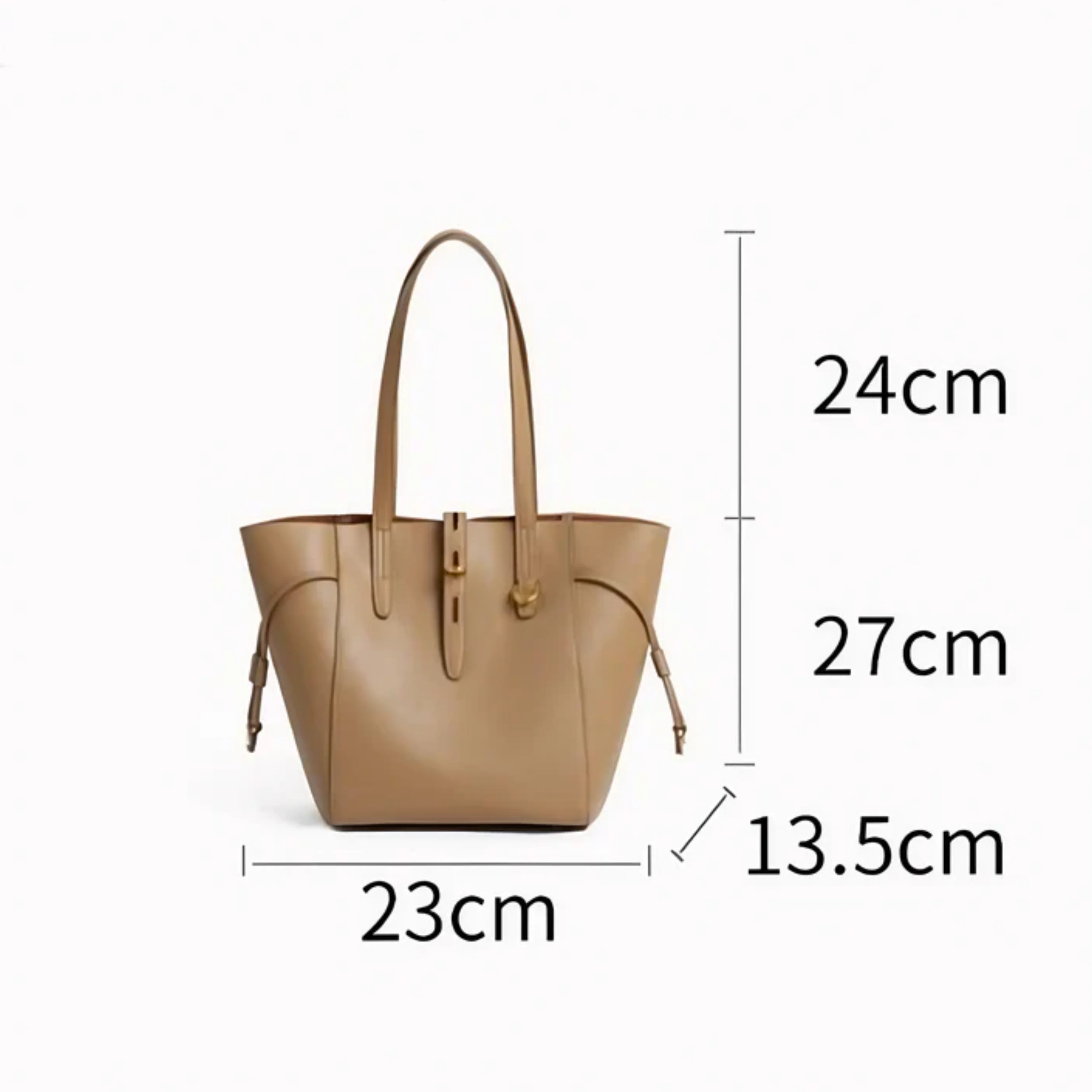 Alina Genuine Leather Vintage Lock Buckle Tote Bag - Image 8