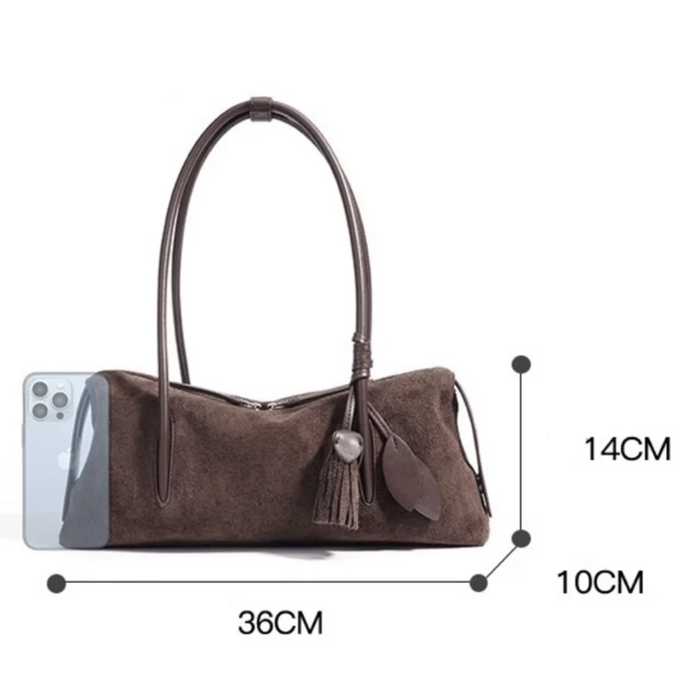 Amaranthe Genuine Leather Tassel Pendant Shoulder Pillow Bag - Image 11