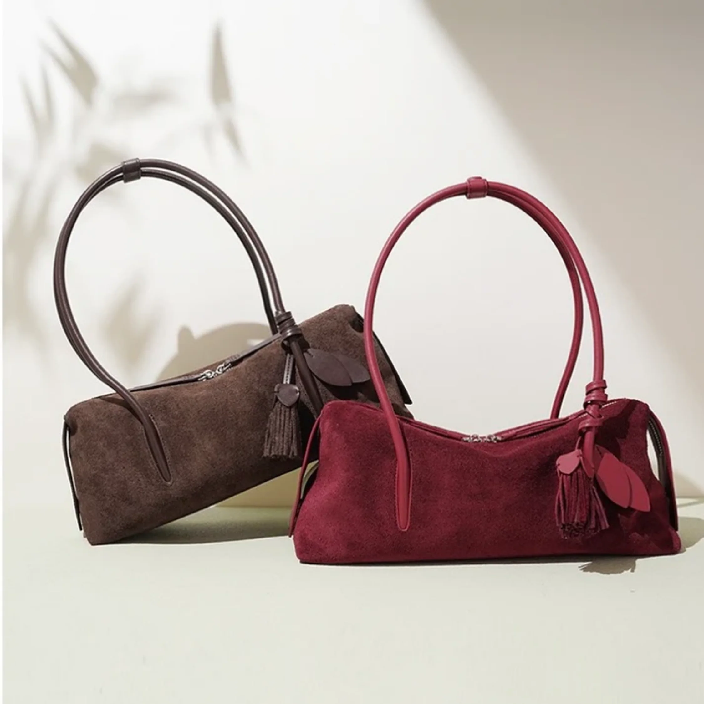 Amaranthe Genuine Leather Tassel Pendant Shoulder Pillow Bag - Image 6