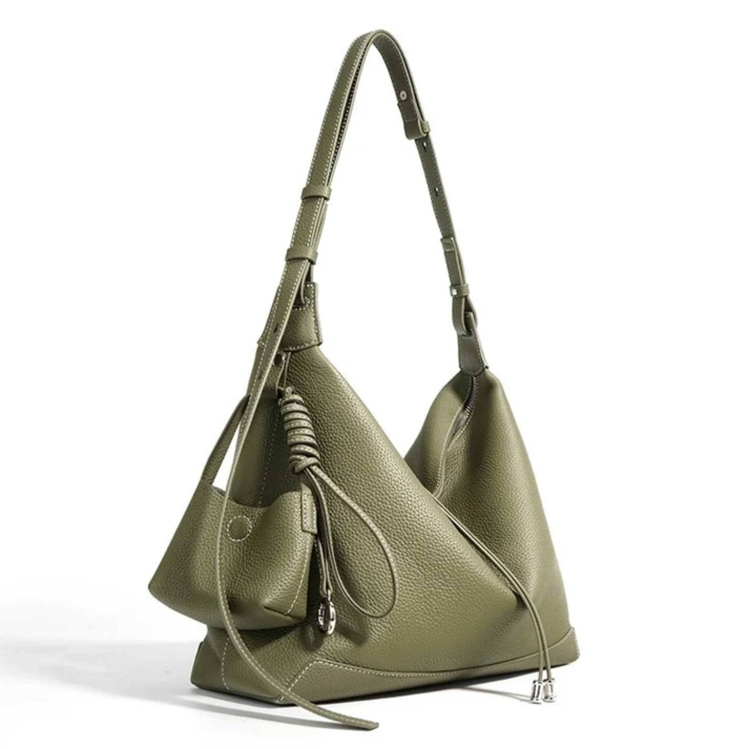Angela Genuine Leather Minimalist Tote Dumpling Bag Shop Handbag - Image 2