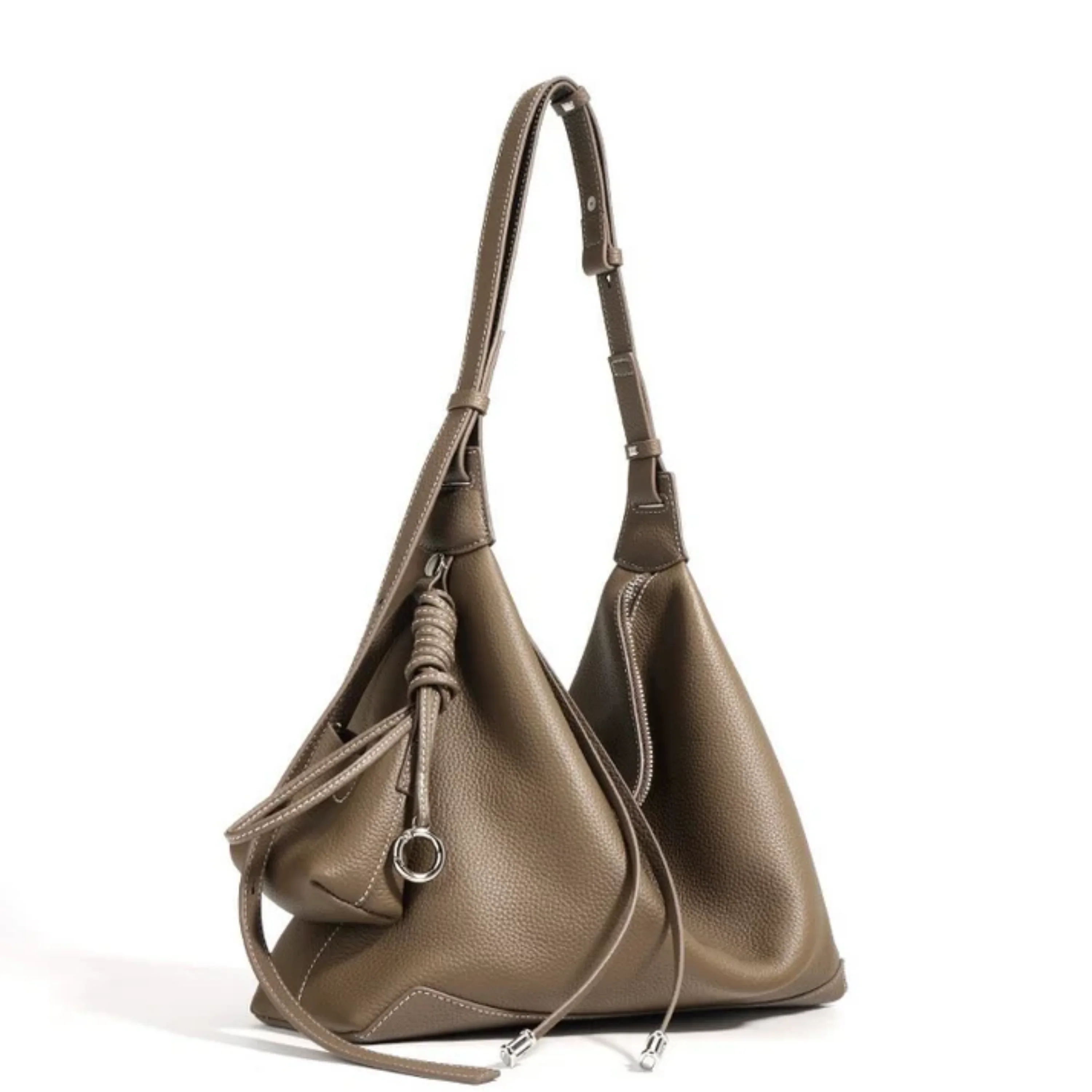 Angela Genuine Leather Minimalist Tote Dumpling Bag Shop Handbag - Image 3