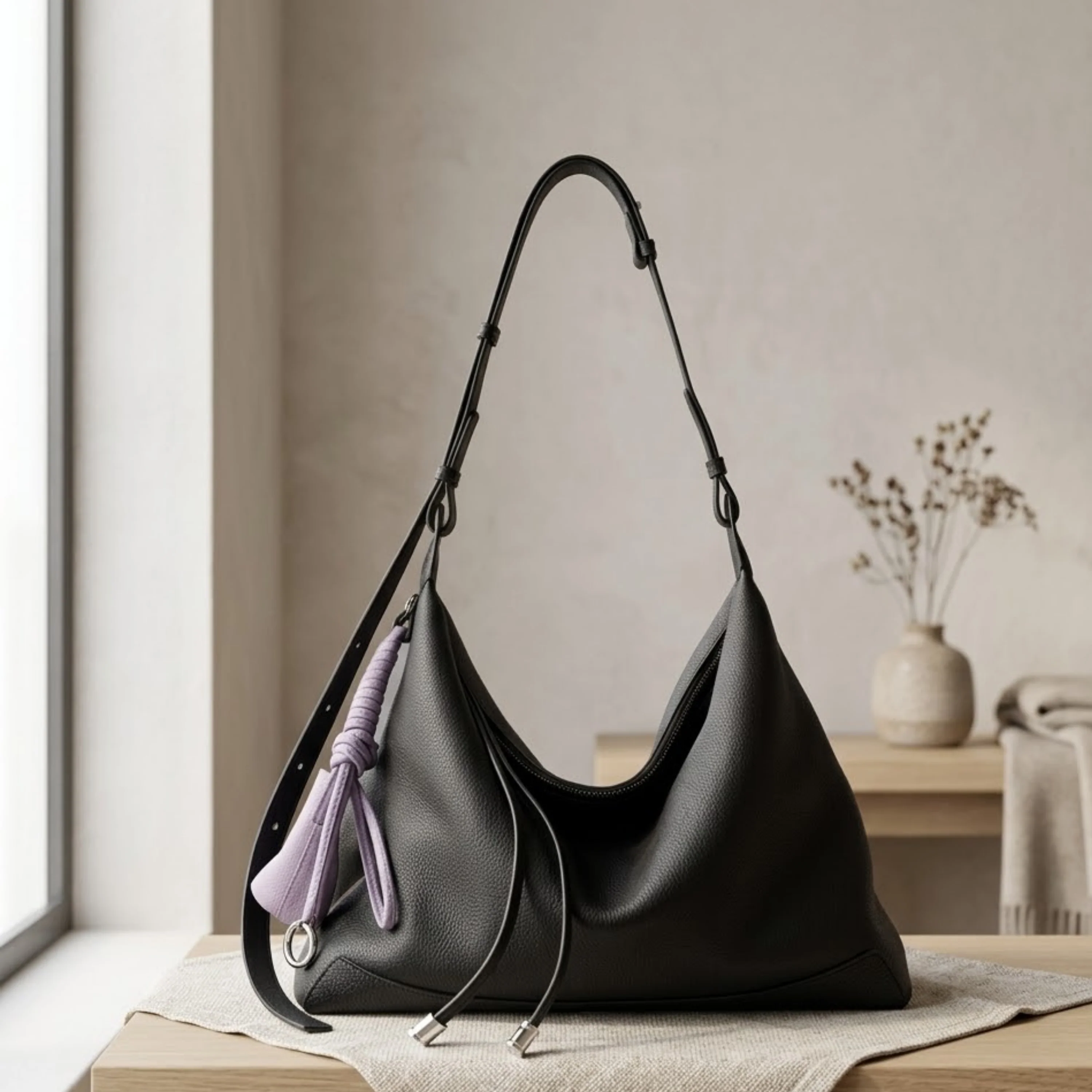 Angela Genuine Leather Minimalist Tote Dumpling Bag Shop Handbag - Image 6