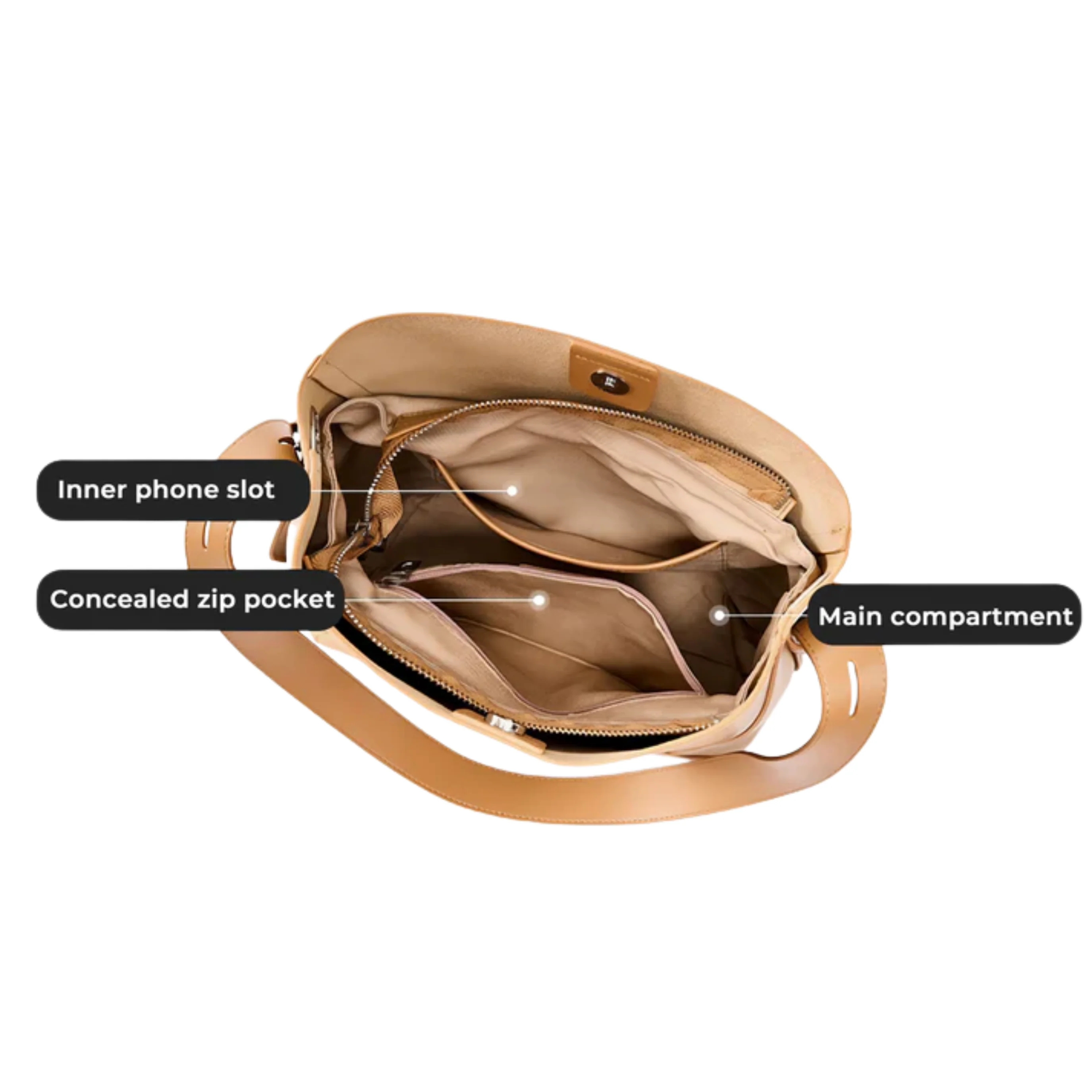 Ardena Genuine Leather Crossbody & Shoulder Oversized Bucket Bag - Image 10