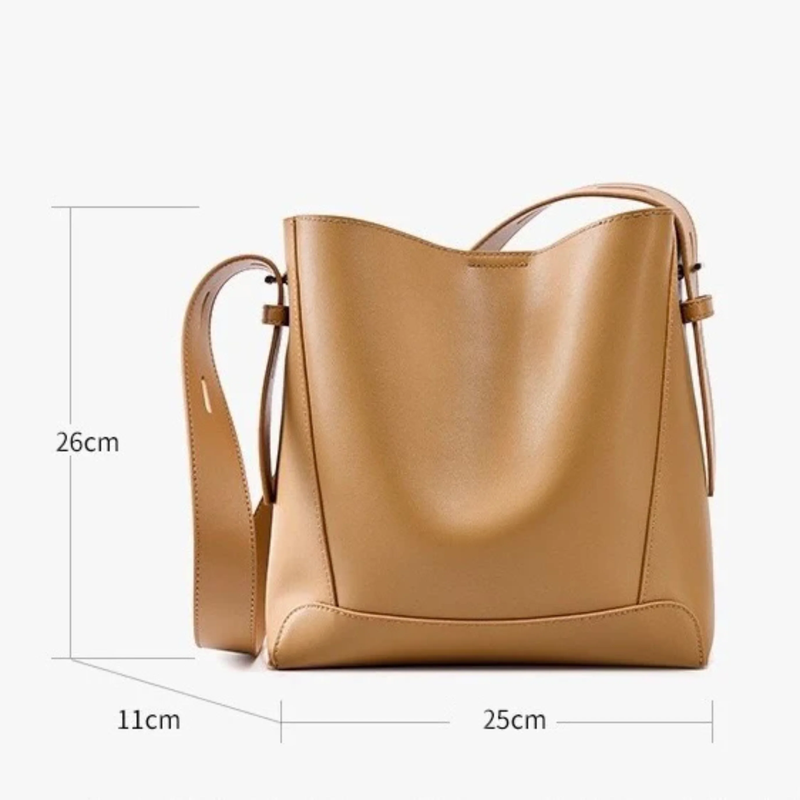 Ardena Genuine Leather Crossbody & Shoulder Oversized Bucket Bag - Image 11