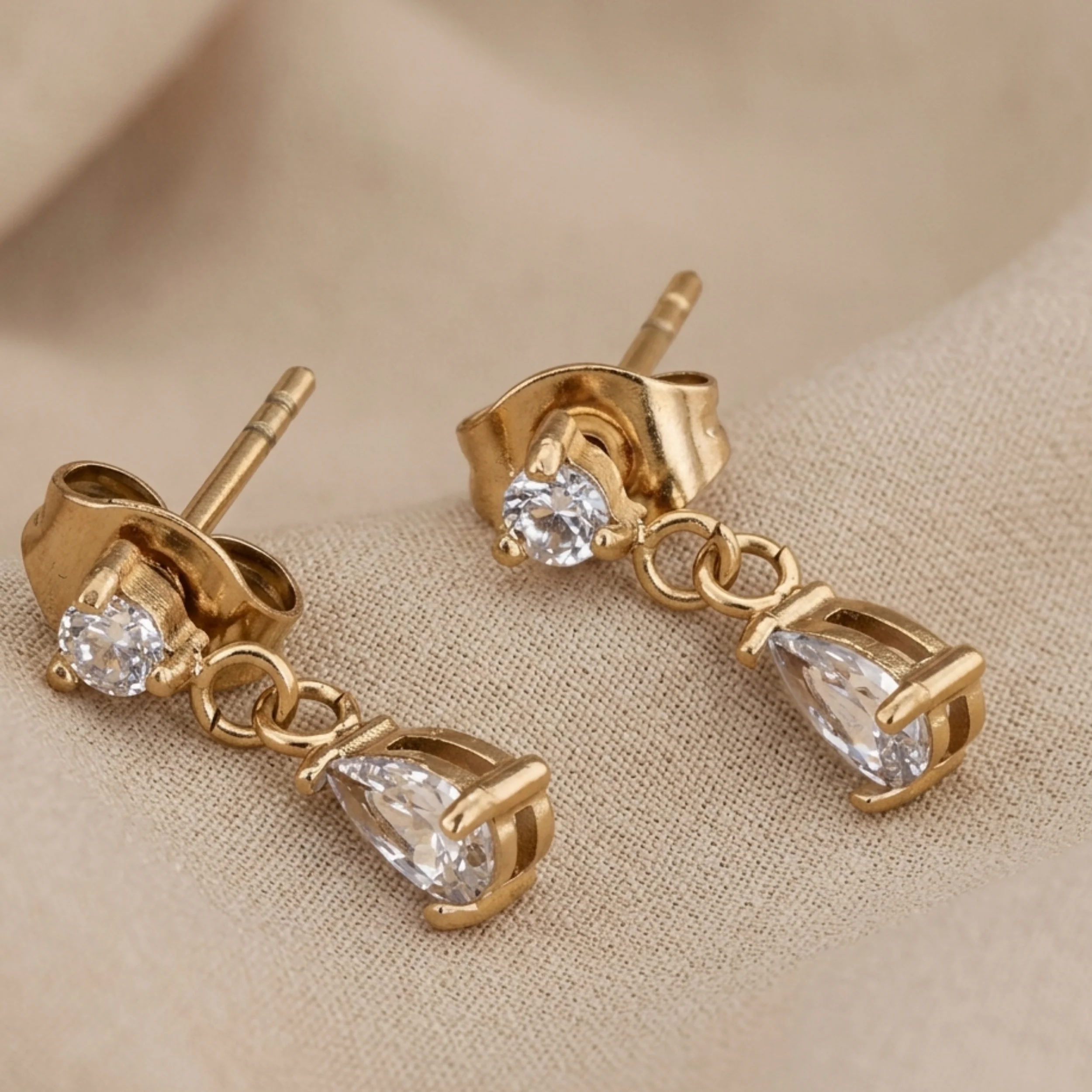 Aurielle Golden Dewdrop Earrings - Image 2