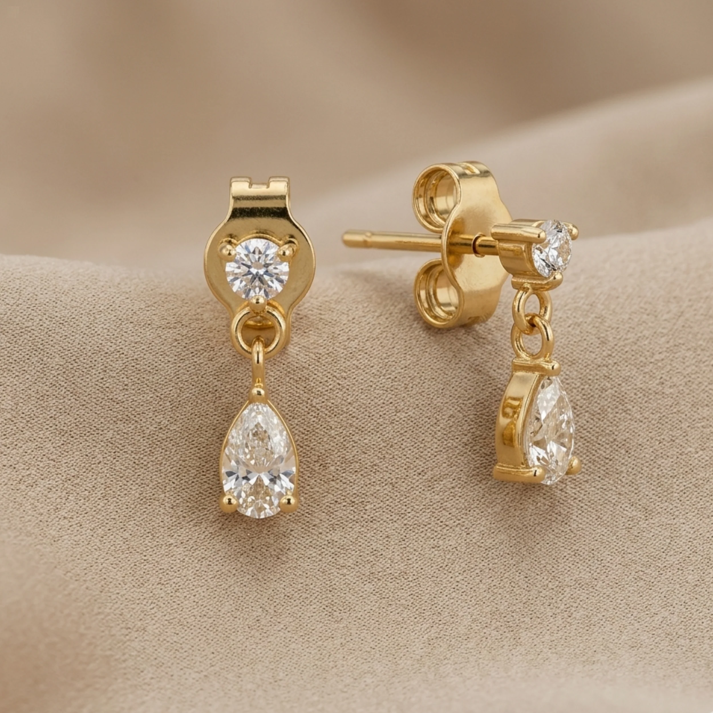 Aurielle Golden Dewdrop Earrings - Image 3