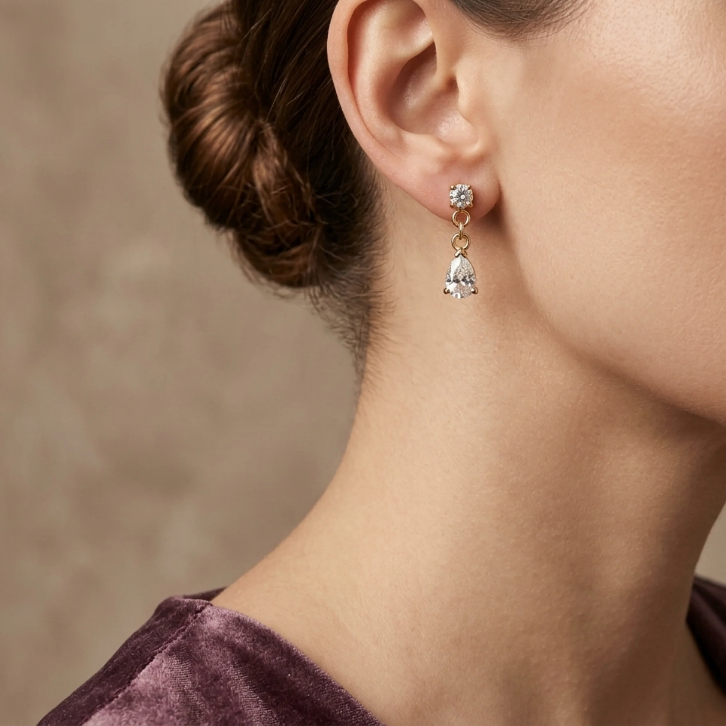 Aurielle Golden Dewdrop Earrings - Image 5