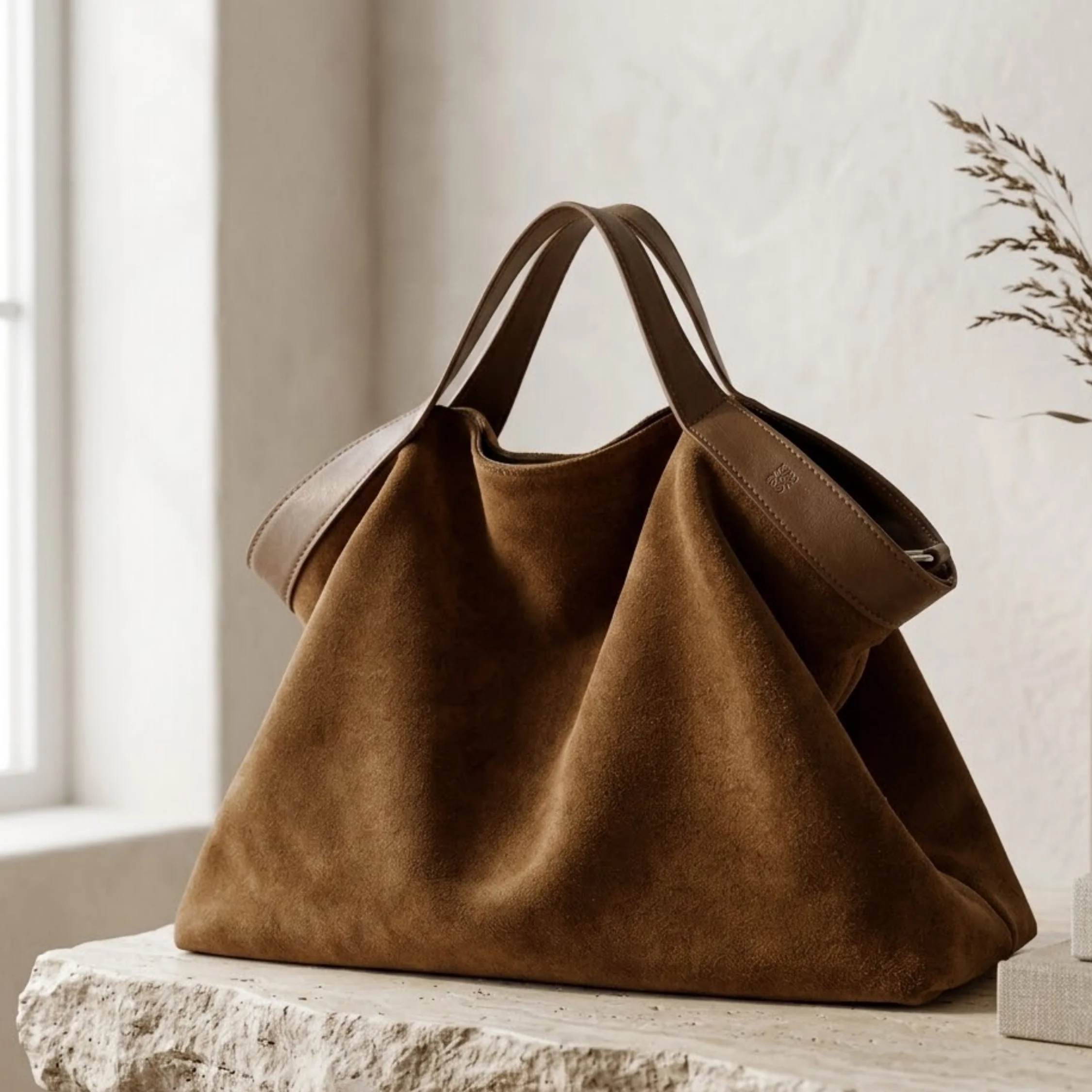 Bellanova Suede & Genuine Leather Classic Structured Shoulder Tote - Image 4