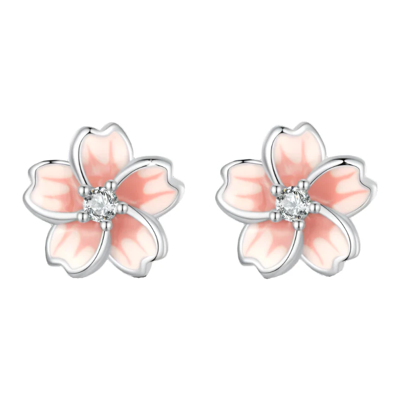 Blossom Grace Pink Gradient Sakura Stud Earrings - Image 6