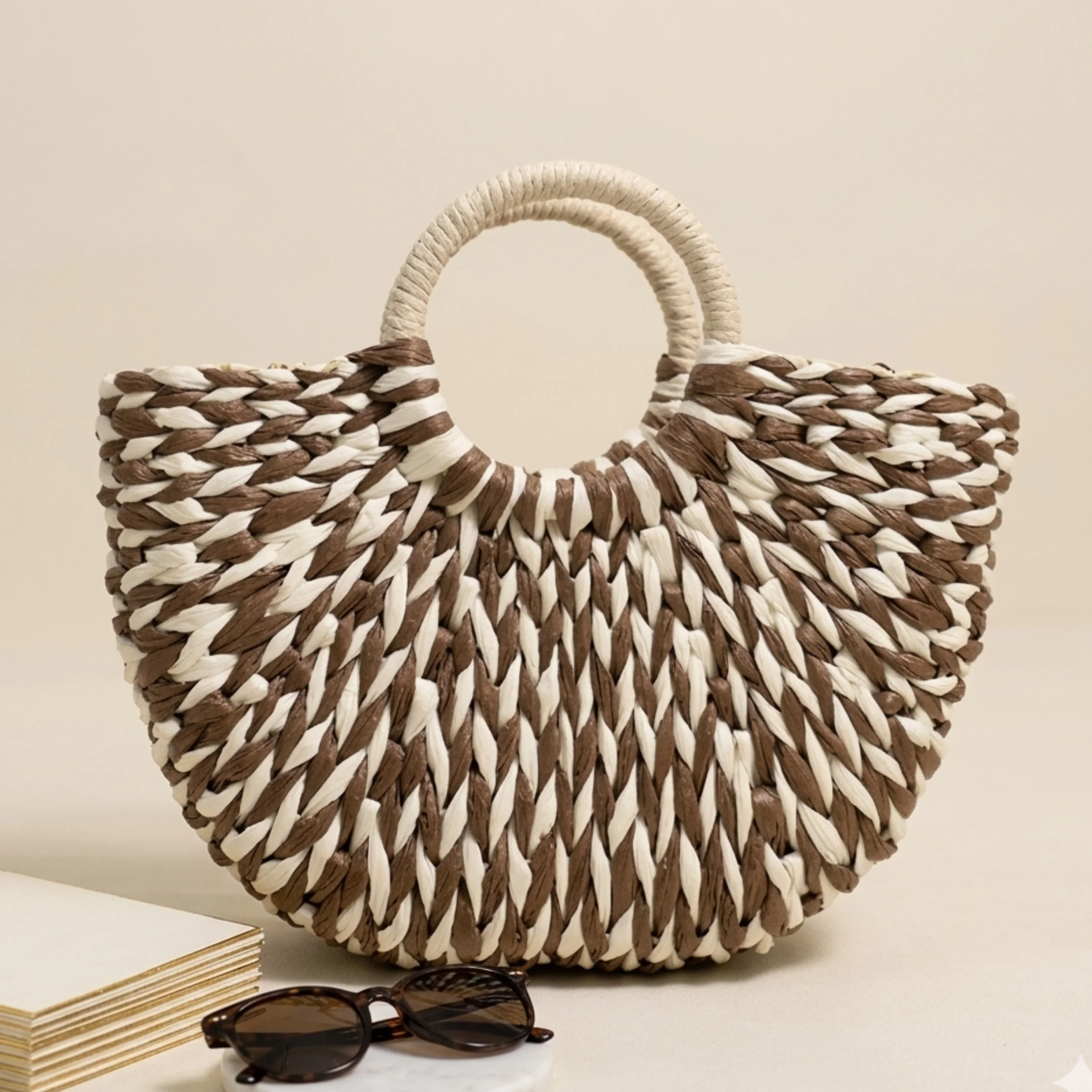 Bohemian Half-Round Woven Handbag - Sustainable Bag - Image 3