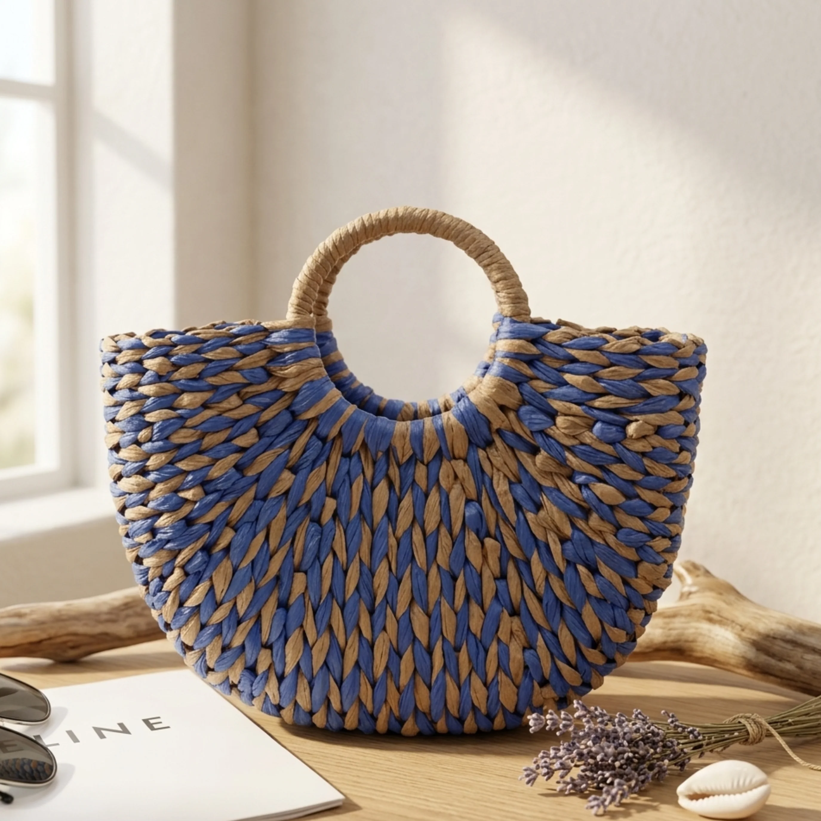 Bohemian Half-Round Woven Handbag - Sustainable Bag - Image 4