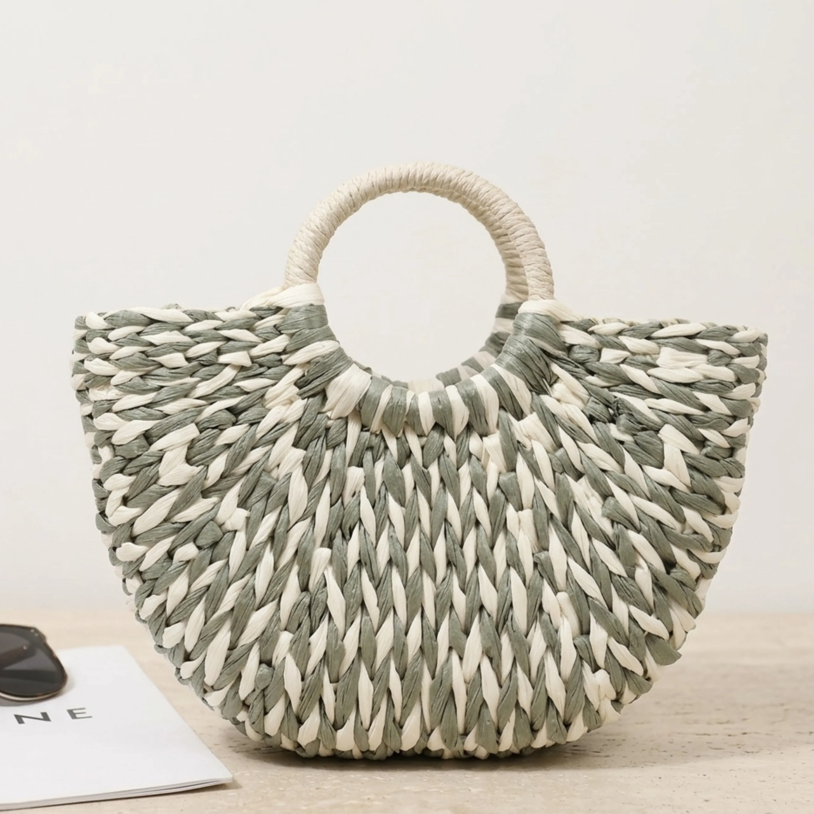 Bohemian Half-Round Woven Handbag - Sustainable Bag - Image 5