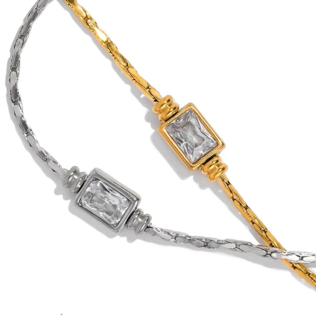 Minimalist Callie Crystal Pendant Bracelet – Gold & Silver Adjustable - Image 2