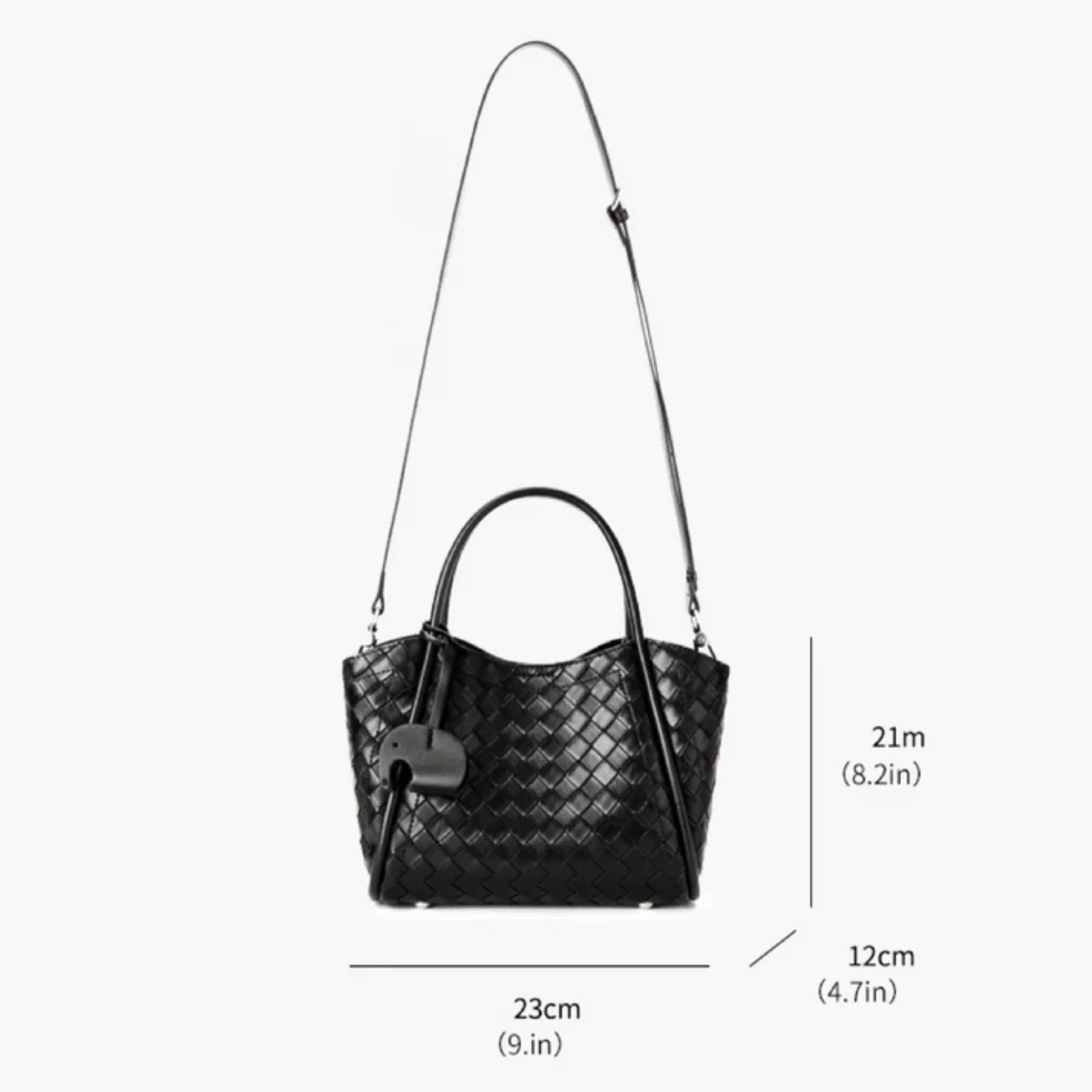 Calystria Genuine Leather Woven Large Tote Crossbody Basket Bag - Image 10