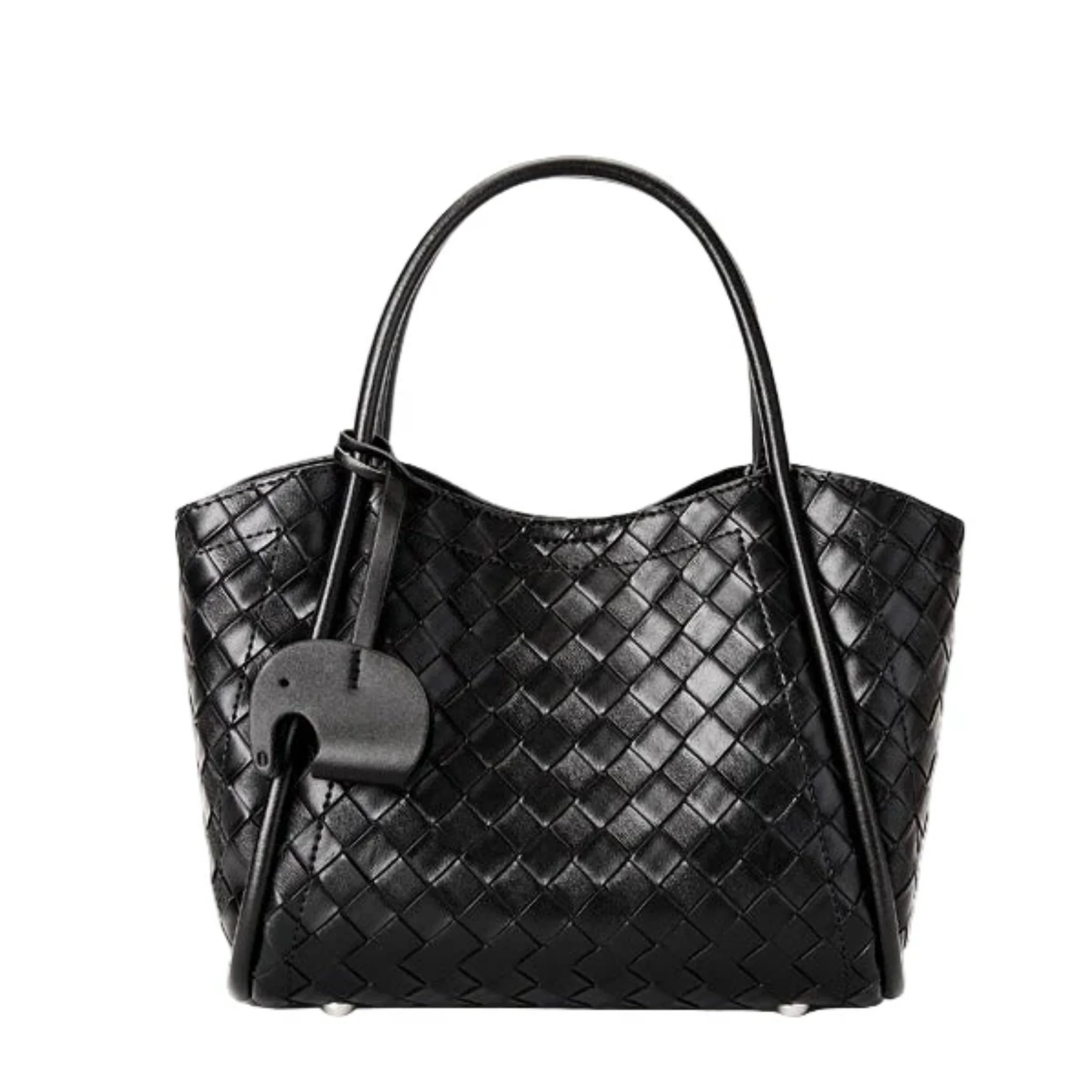 Calystria Genuine Leather Woven Large Tote Crossbody Basket Bag - Image 2