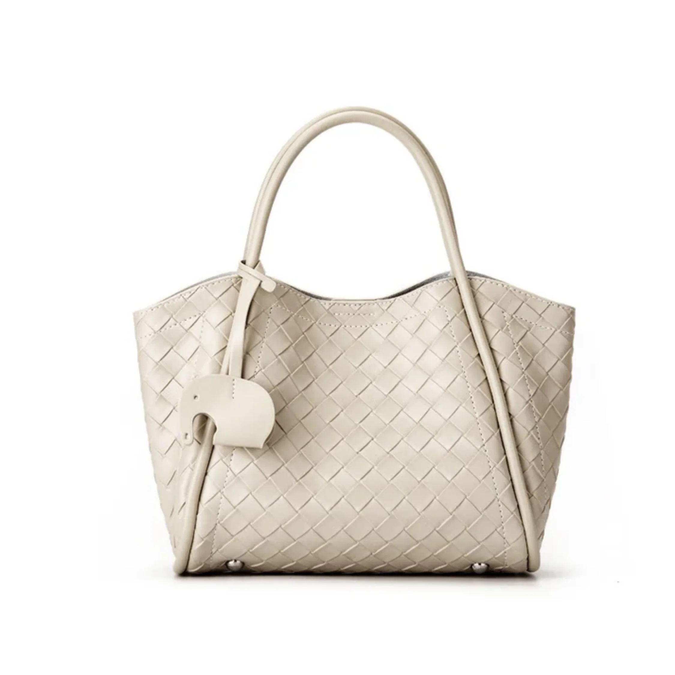 Calystria Genuine Leather Woven Large Tote Crossbody Basket Bag - Image 3