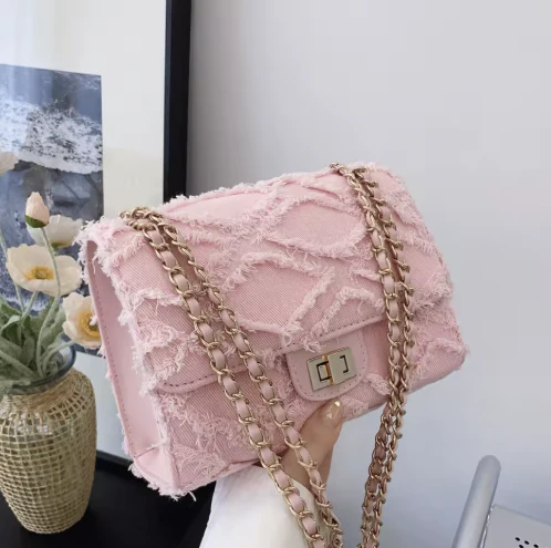 Celeste Quilted Denim Chain Bag - Image 2