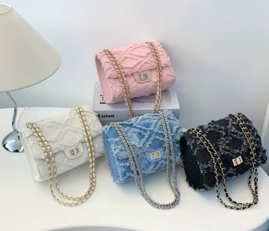 Celeste Quilted Denim Chain Bag - Image 4