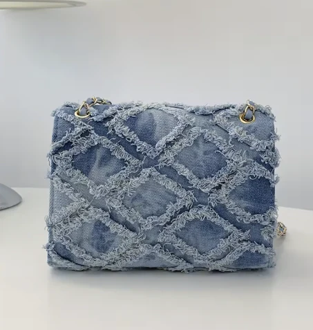 Celeste Quilted Denim Chain Bag - Image 5