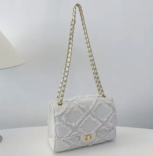 Celeste Quilted Denim Chain Bag - Image 6