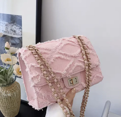 Celeste Quilted Denim Chain Bag - Image 9