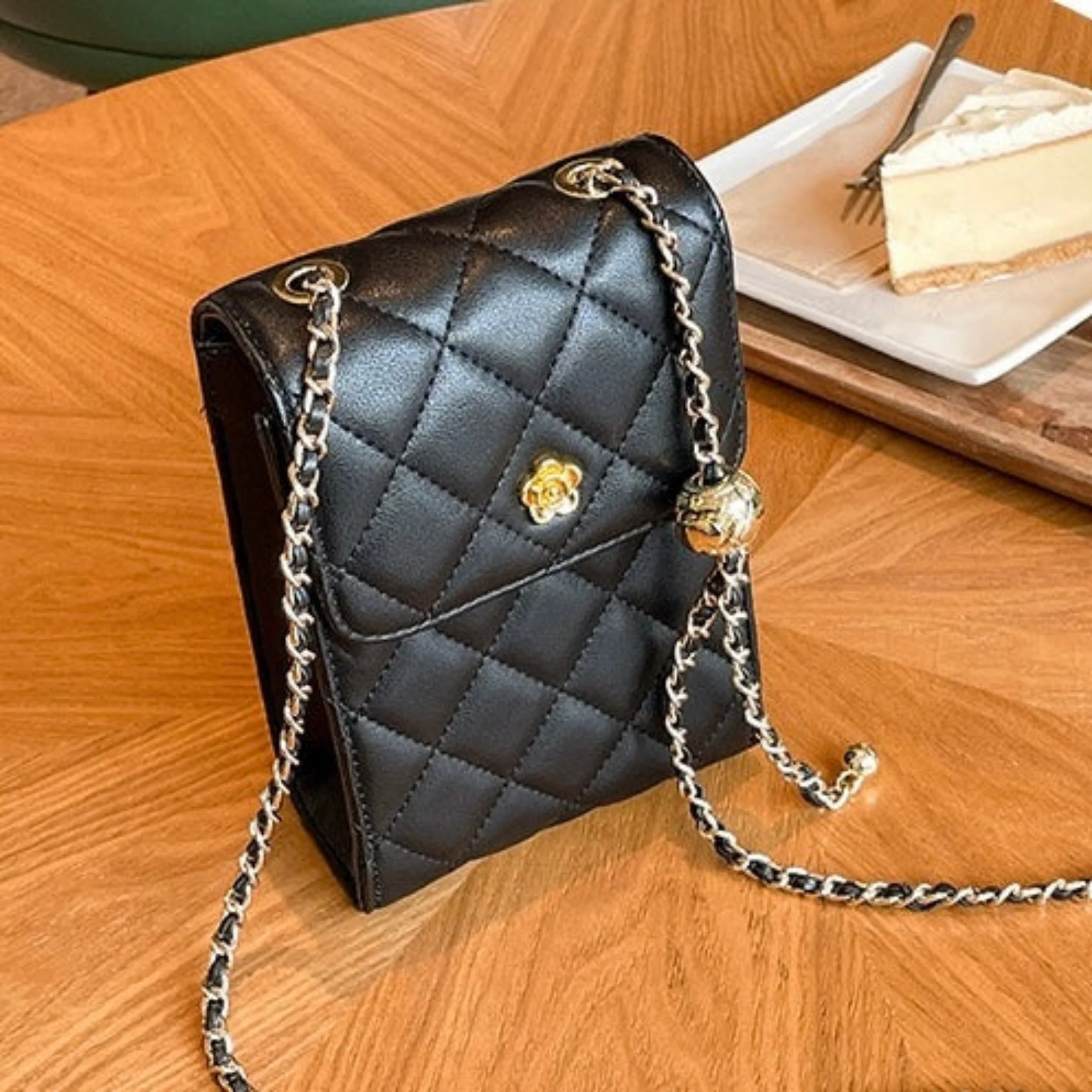 Celesthée Genuine Leather Chain Mini Crossbody Phone Bag - Image 3
