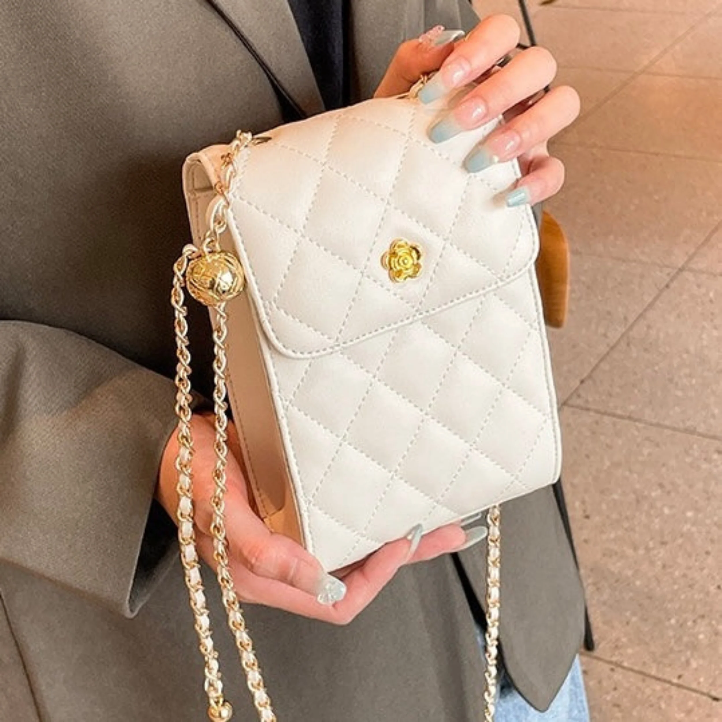 Celesthée Genuine Leather Chain Mini Crossbody Phone Bag - Image 4