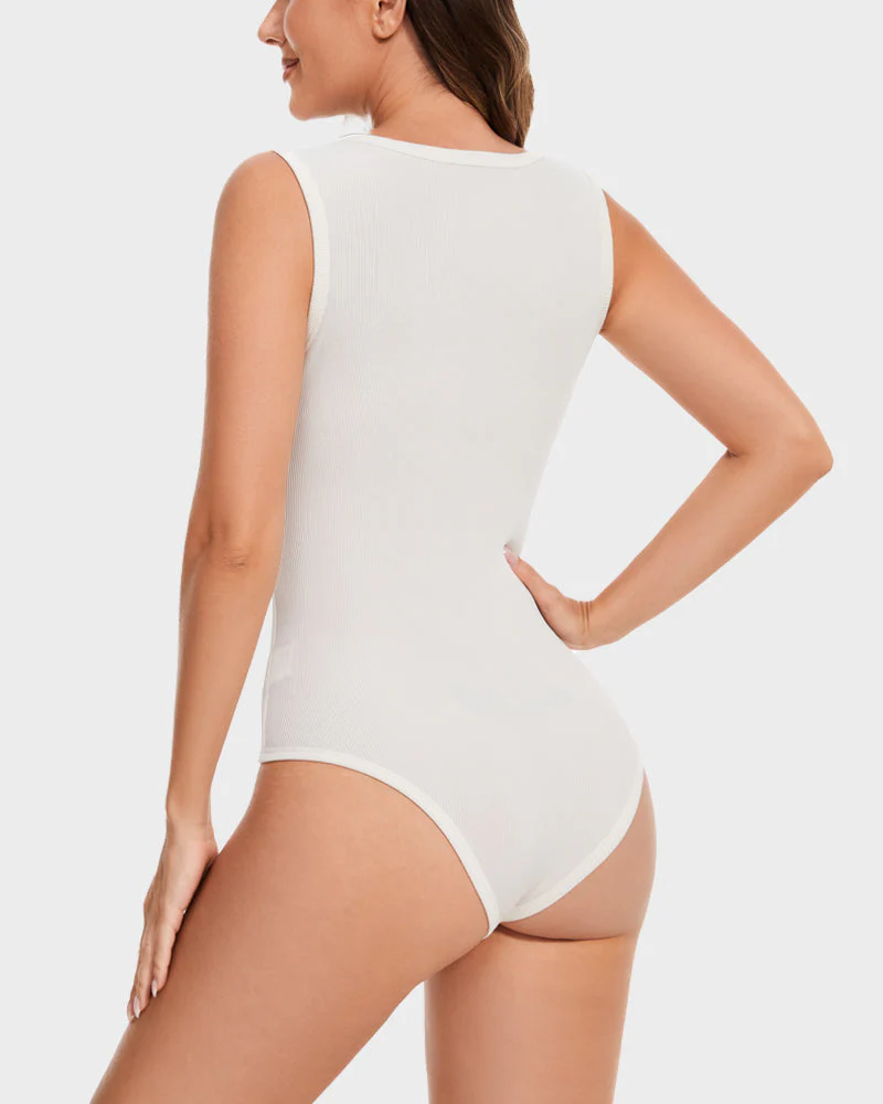 Chic Ribbed Square Neck Bodysuit - Image 11
