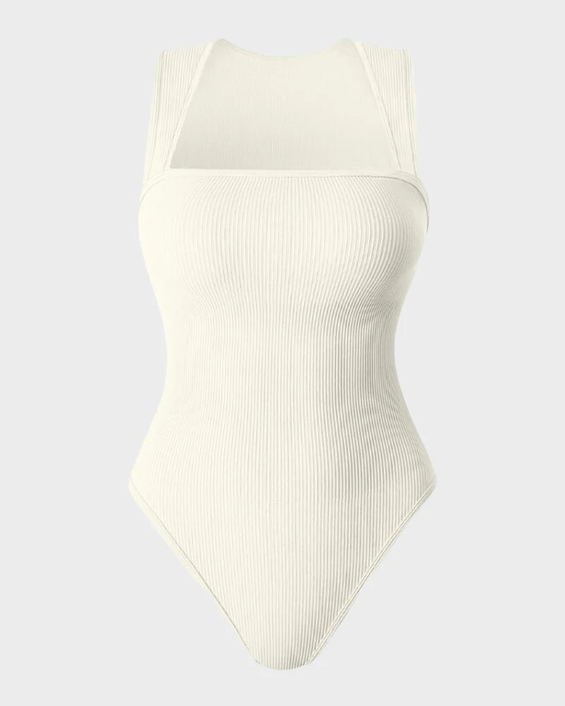 Chic Ribbed Square Neck Bodysuit - Image 12