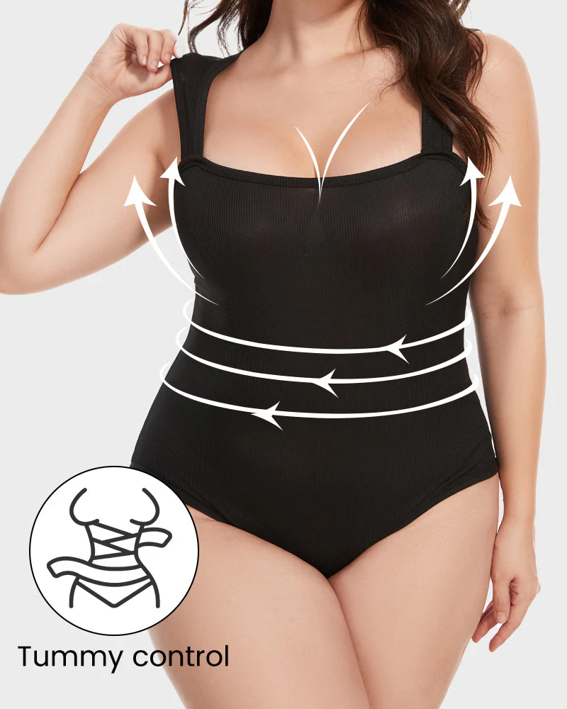 Chic Ribbed Square Neck Bodysuit - Image 13