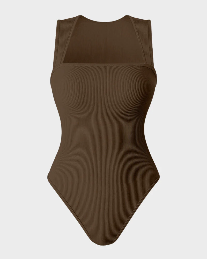 Chic Ribbed Square Neck Bodysuit - Image 17