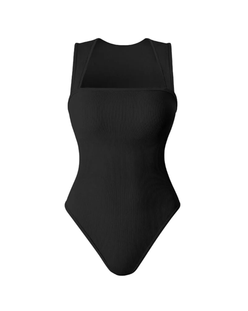 Chic Ribbed Square Neck Bodysuit - Image 18