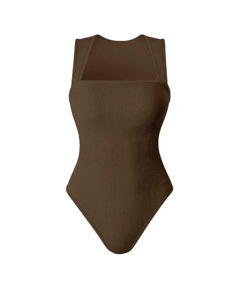 Chic Ribbed Square Neck Bodysuit - Image 19