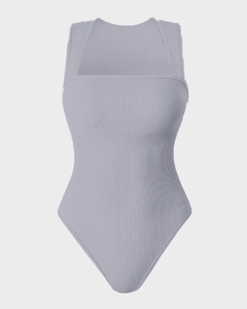 Chic Ribbed Square Neck Bodysuit - Image 21