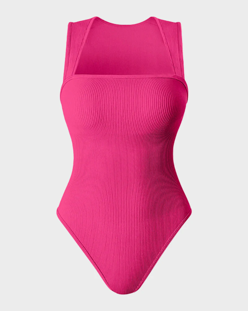 Chic Ribbed Square Neck Bodysuit - Image 22