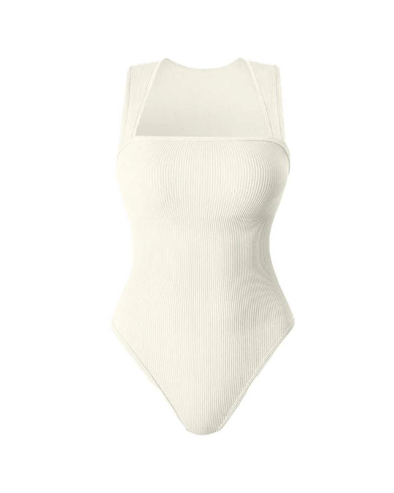Chic Ribbed Square Neck Bodysuit - Image 23