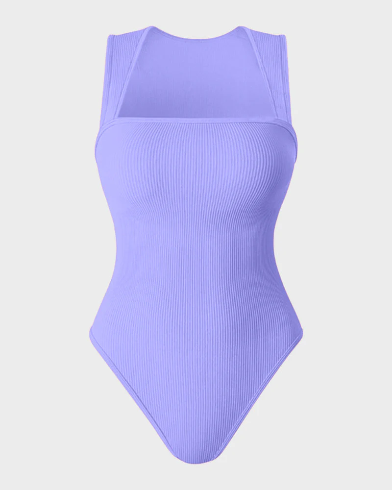 Chic Ribbed Square Neck Bodysuit - Image 26