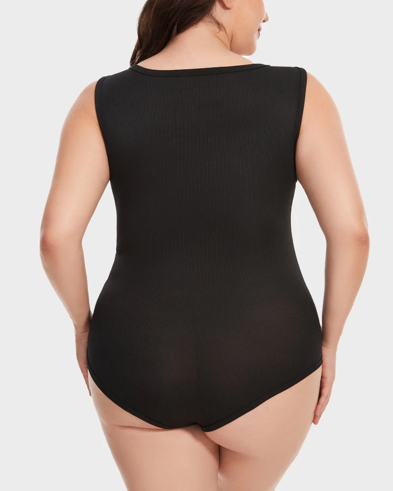 Chic Ribbed Square Neck Bodysuit - Image 3