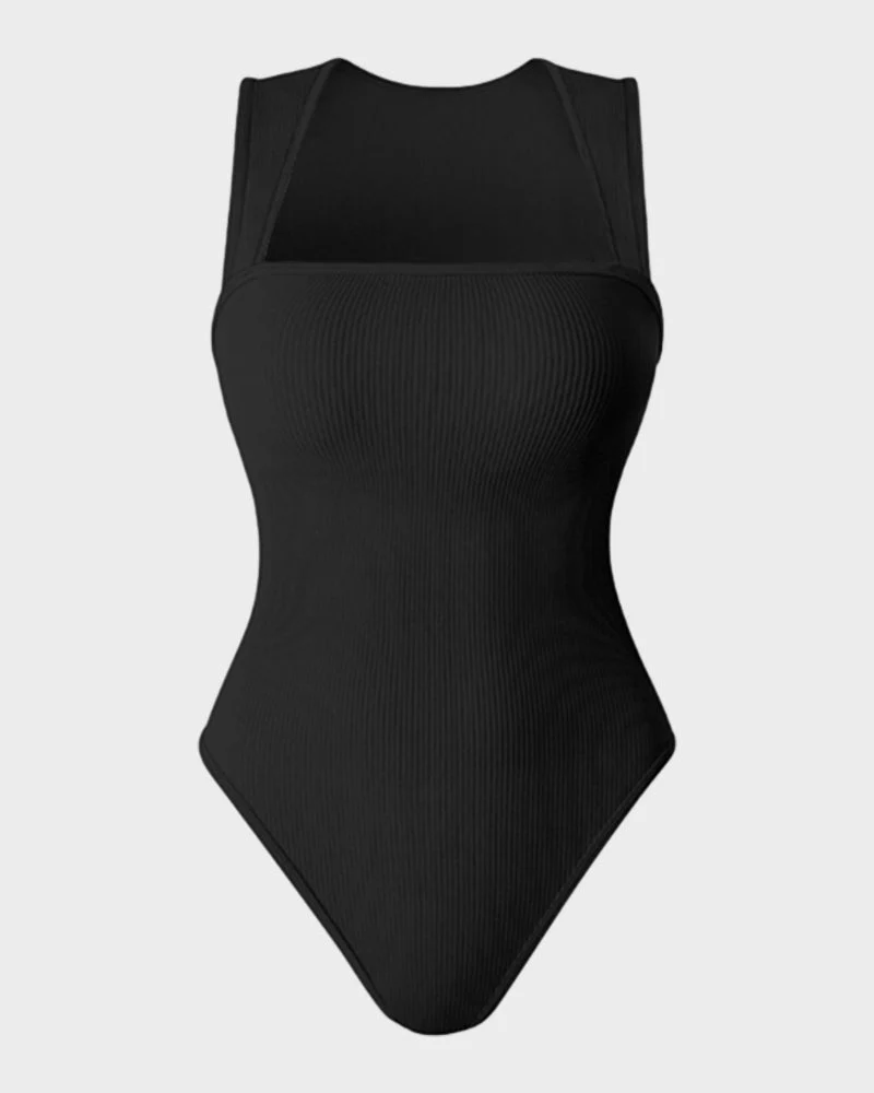 Chic Ribbed Square Neck Bodysuit - Image 4