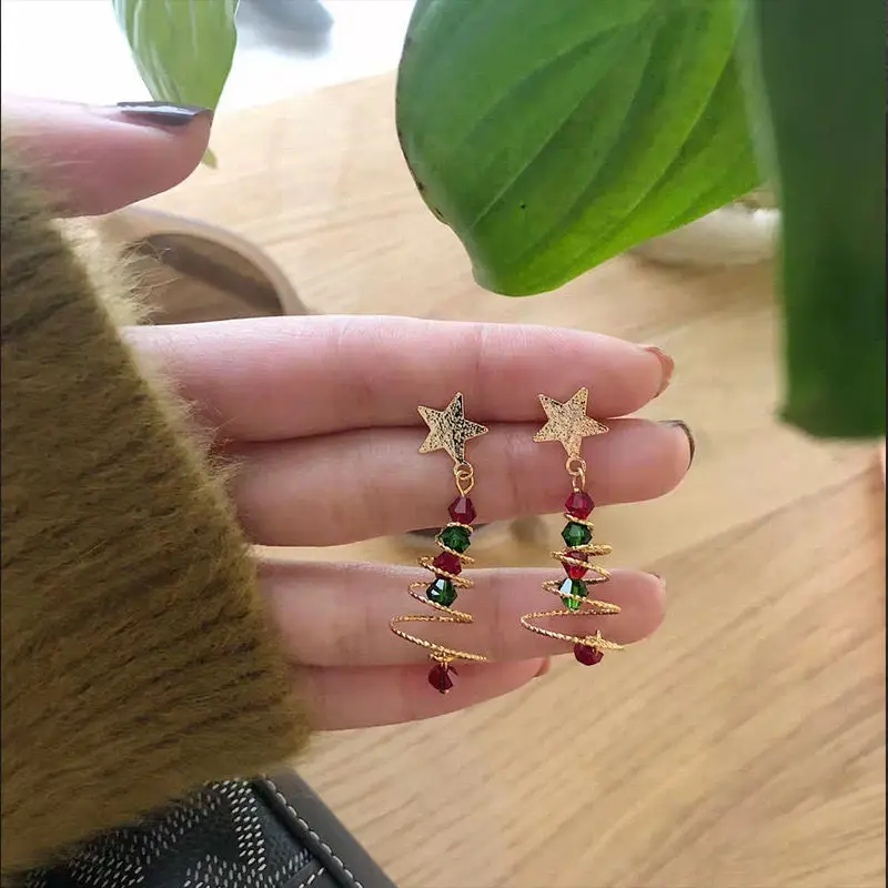 Christmas Swirling Tree Earrings - Image 3