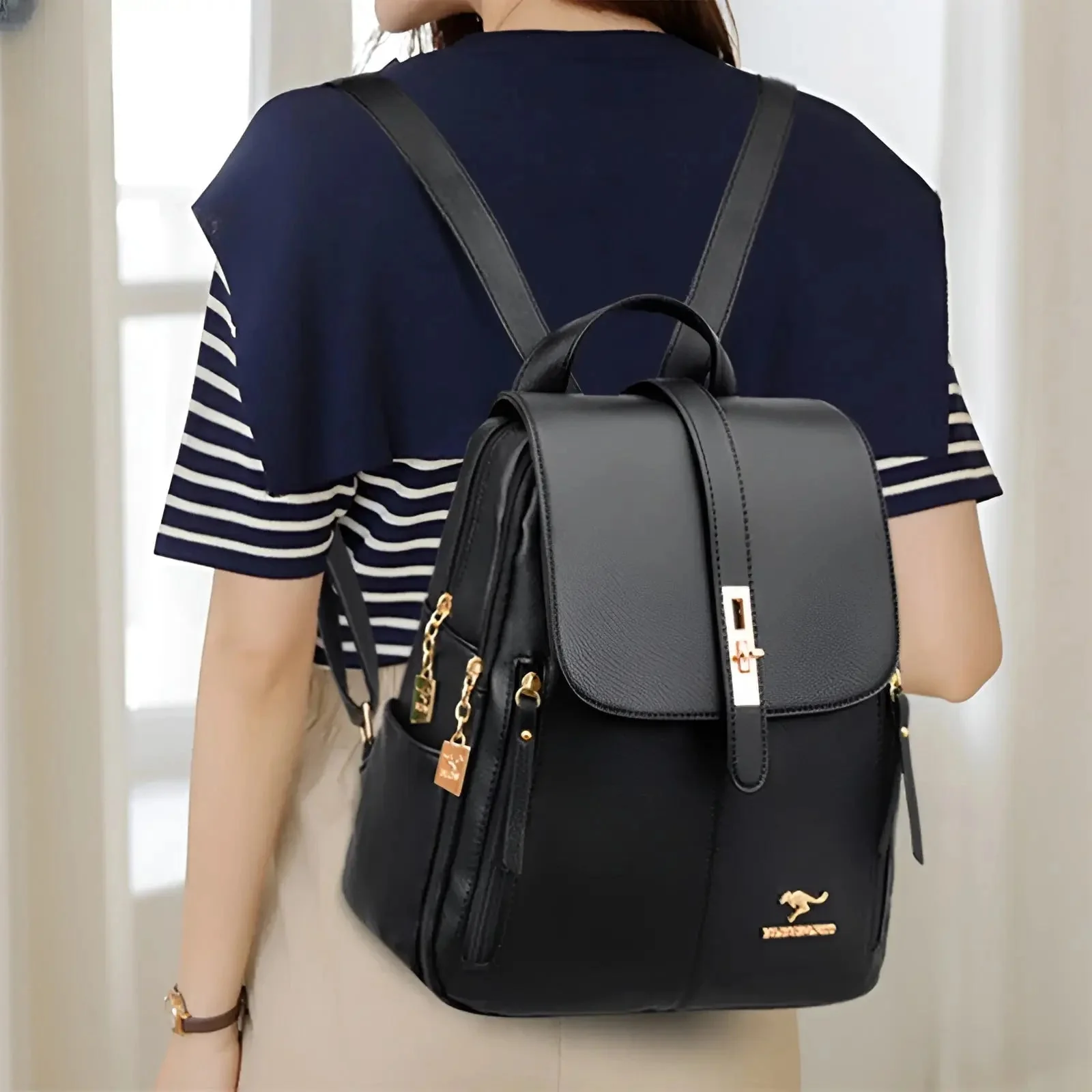 Convertible Vegan Leather Backpack – Where Style Meets Purpose - Image 9
